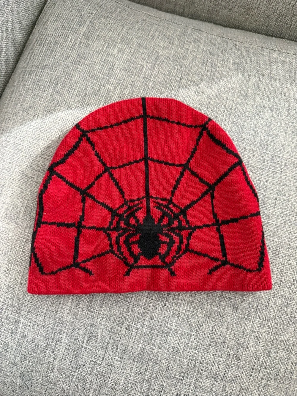 Kids Marvel Red and black Spiderman Mask Beanie - knit Hat